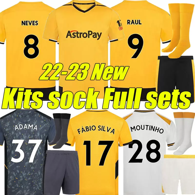 

2022 2023 Soccer Jerseys ADAMA KILMAN SEMEDO RAUL NETO NEVES Wanderers J.OTTO PODENCE GIBBS WHITE 22/23 Football Shirts Men Kids Kits sock Full sets uniform, 21-22 home