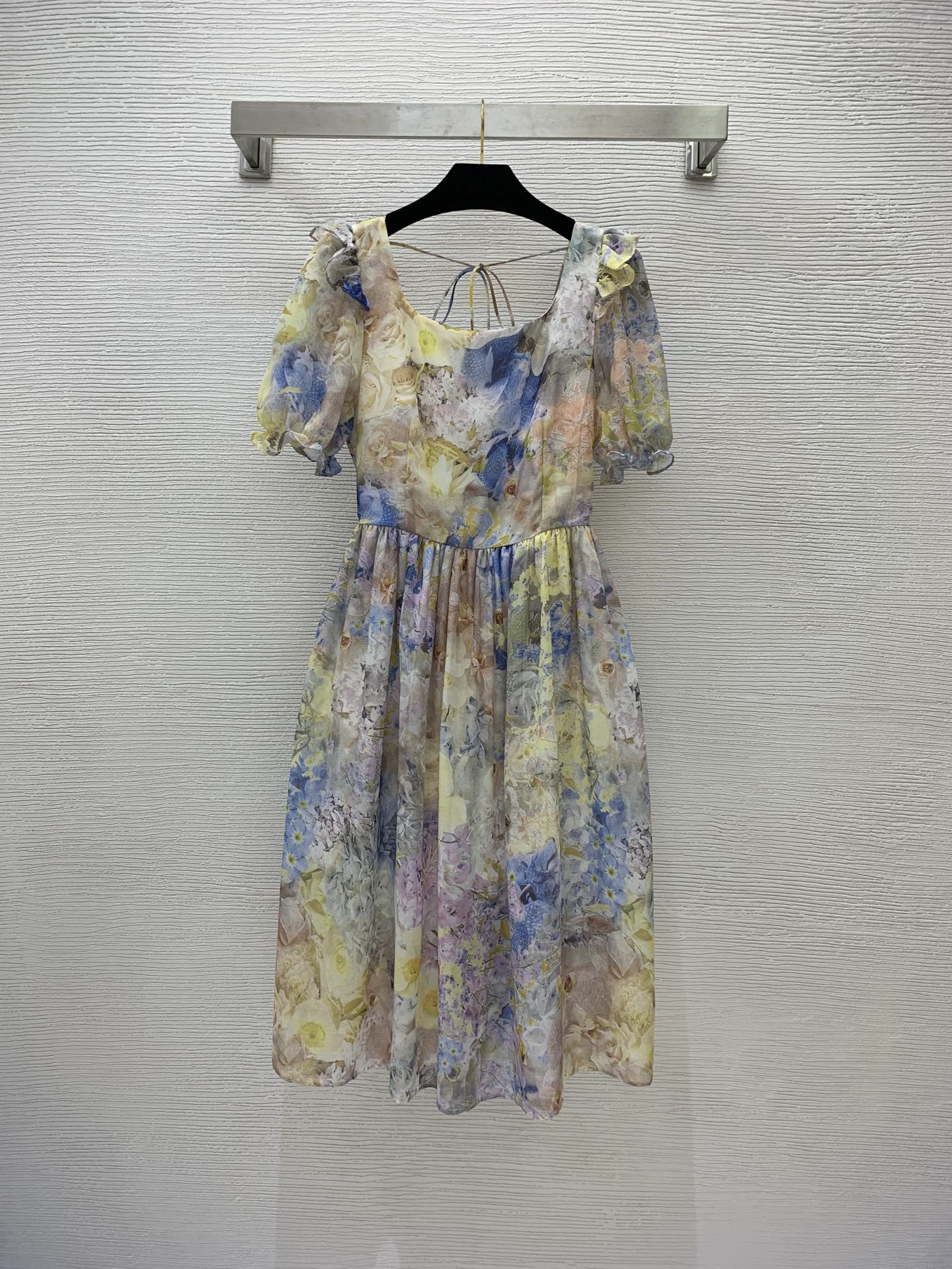 

2022 Zim high-end dress custom silk blend elegant fabric temperament sweet flower printed princess skirt, Multi