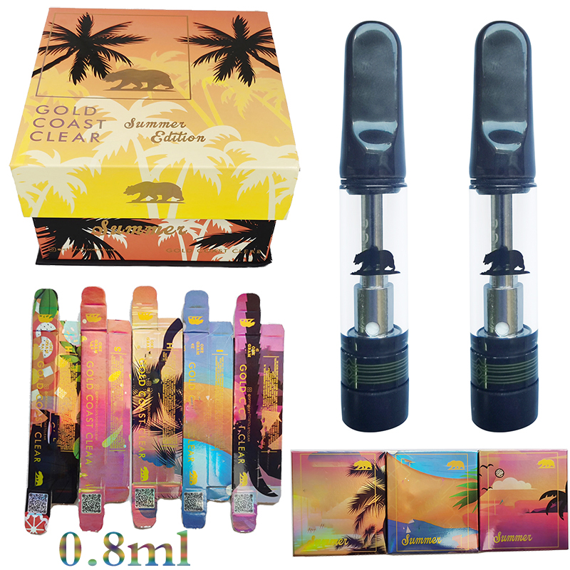 

Gold Coast Clear Vapes Carts Packaging Ceramic Cartridges Disposable E cigarette Atomizer 0.8ml Thick Oil Vaporizer 510 Thread Quality Promised Instock