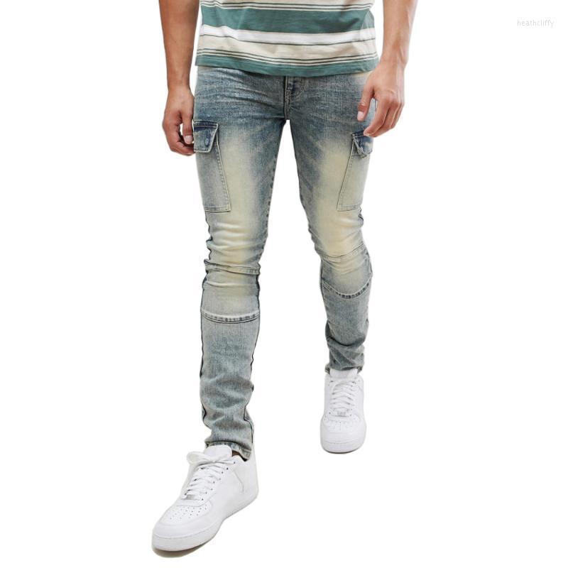 

Men's Jeans Fashion Men Cargo Biker Design Stretch Hip Hop Skinny Y0771Men's Heat22, Black