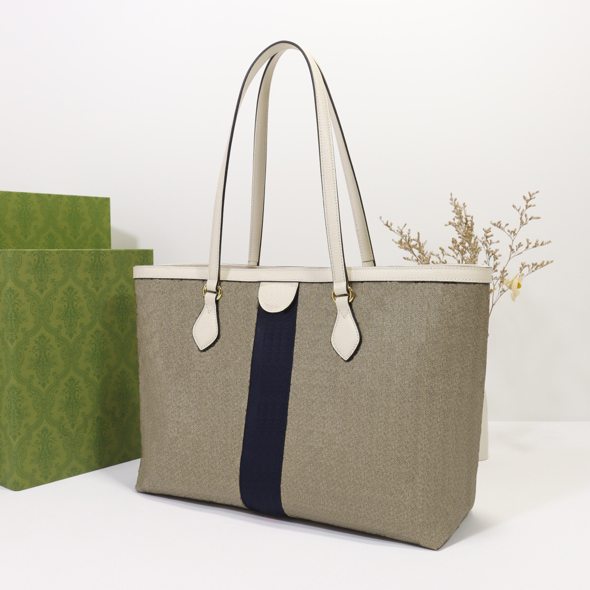 

Designer tote bag handbag rive gauche handbags Different materials make different styles G023, 6#;beige and blue canvas