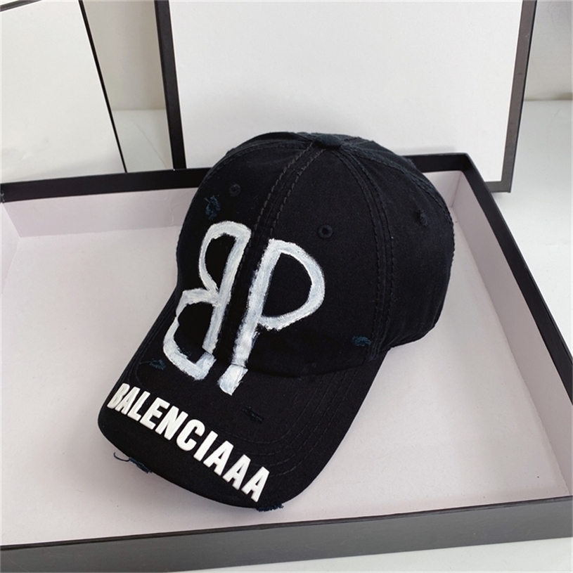 

version correct Luxury Balencaigcaps high 2022 quality new water wash offset hand-painted graffiti Paris home sunscreen sunshade baseball cap in 0SDEFNRP ALNV, Navy