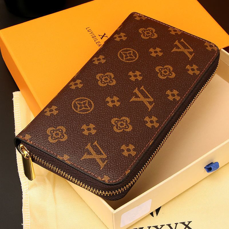 

Fashion women wallet Genuine Leather wallet single zipper wallets lady ladies long classical purse with box card 60017 louise Purse vutton Crossbody viuton Bag, Brown flower