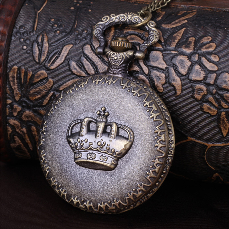 

10pcs watches Large fine chain European and American court nostalgic bronze retro crown pocket watch hanging manufacturer wholesale