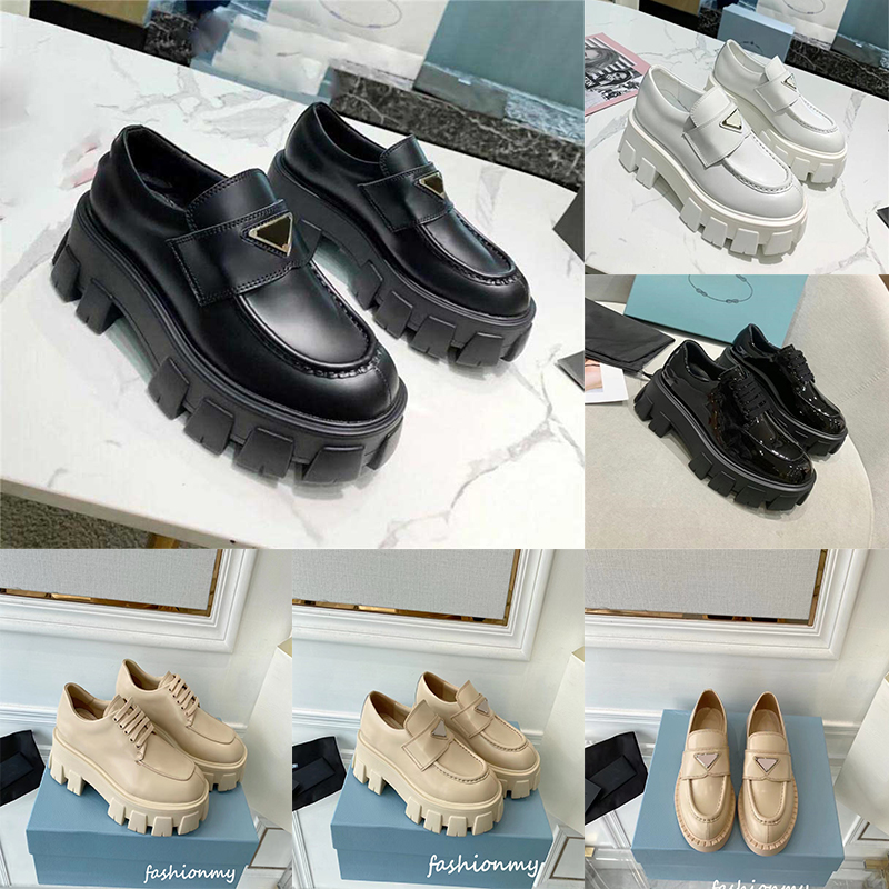 

Designer Shoe Monolith Soft Cowhide Loafers Rubber Platform Sneakers Chunky Round Head Sneaker Black Shiny Leather Slipper Thick Bottom Shoes, 17