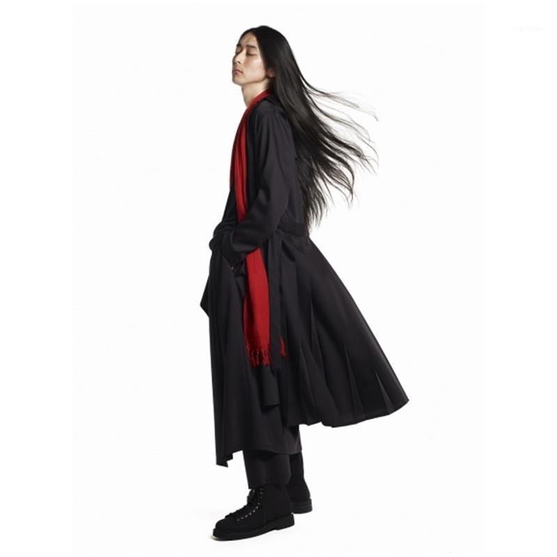 

Men' Casual Shirts Shirt Loose Full Sleeve Two Collars Irregular Long Hairstylist Large Size Clothes, Black