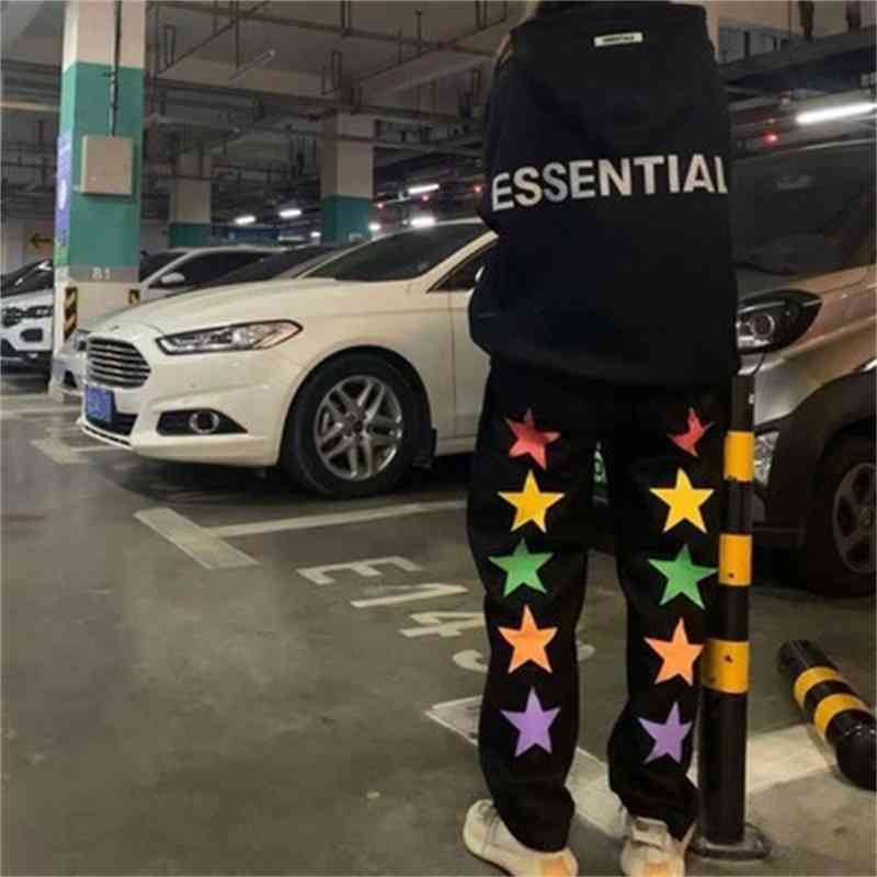 

Five pointed star jeans fashion brand hip hop dark wind trend straight tube loose men' leisure wide leg pants, Pants unisex