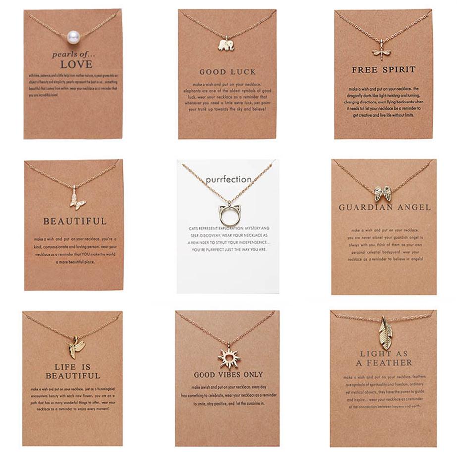 

CR jewelry Arrival Dogeared Necklace With Gift card Elephant Pearl Love Win293T
