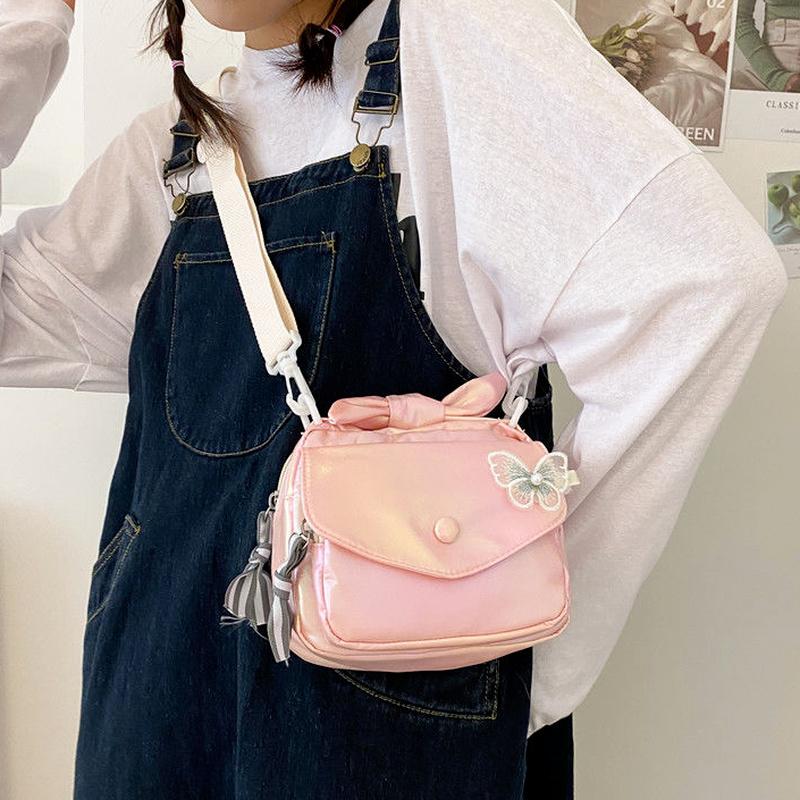 

Evening Bags Candy Color Female Shoulder Bag Fashion 2022 Laser Crossbody Messenger Japanese Kawaii Students Lace Butterfly BagsEvening, Blue