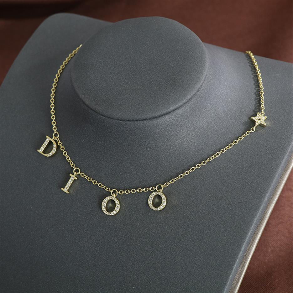 d Family Tassel Letter Necklace 2021 New Dijiafeng Brass High Quality Diamond Inlaid Clavicle Chain Women's Necklace285d