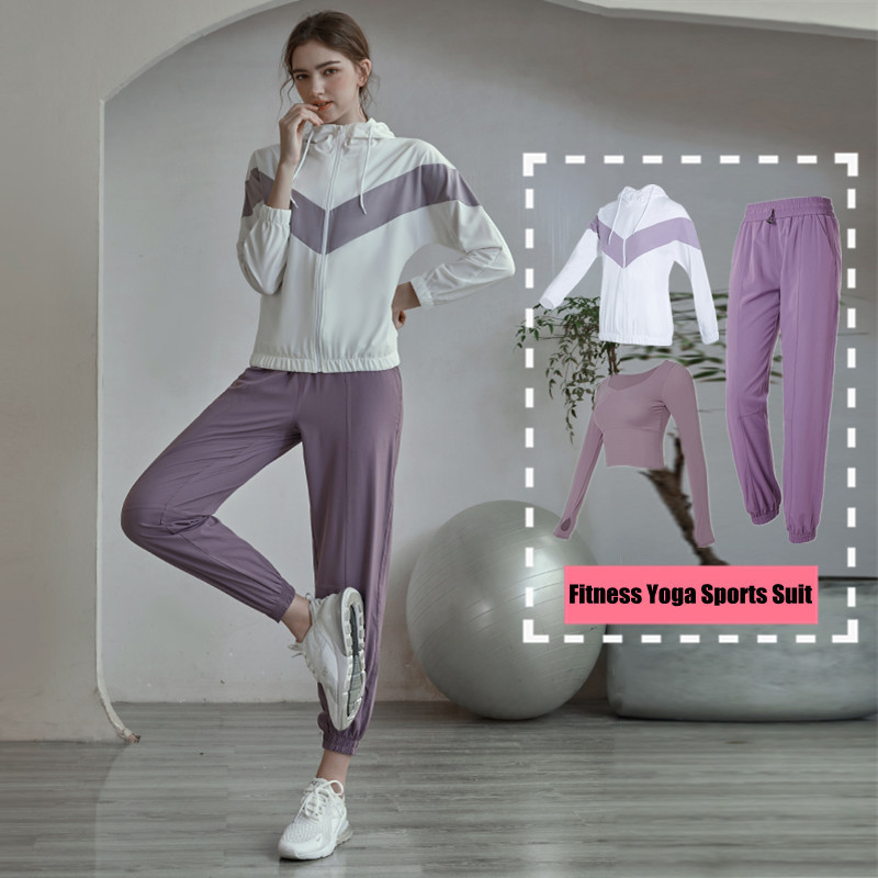 

Active Sets Fitness Sports Suit Women Sportswear Running Set Hooded Yoga Gym Clothing Autumn Winter Workout Training Jogging Outfit 220826, 2pcs tc28377