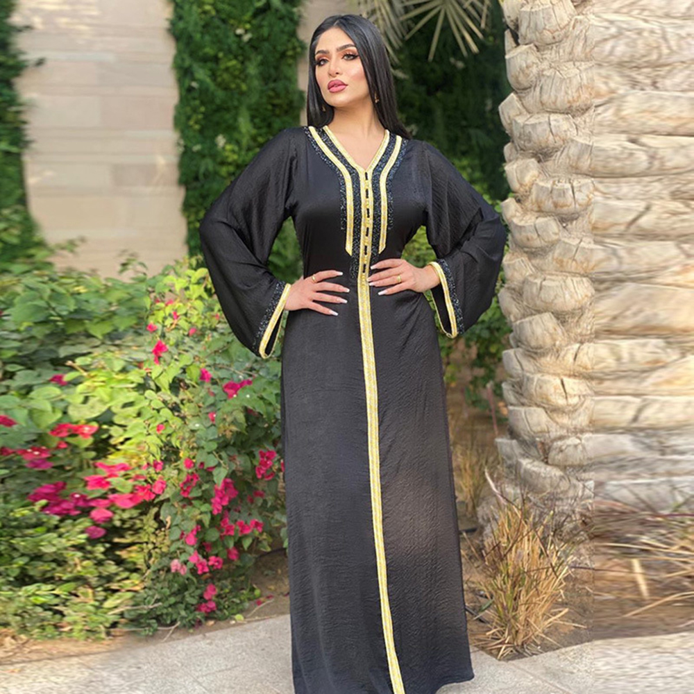 

Black Kaftan Dubai Abaya Turkey Muslim Hijab Dress Islam Clothing Abayas For Women Dresses Robe Djellaba Femme Caftan Marocain