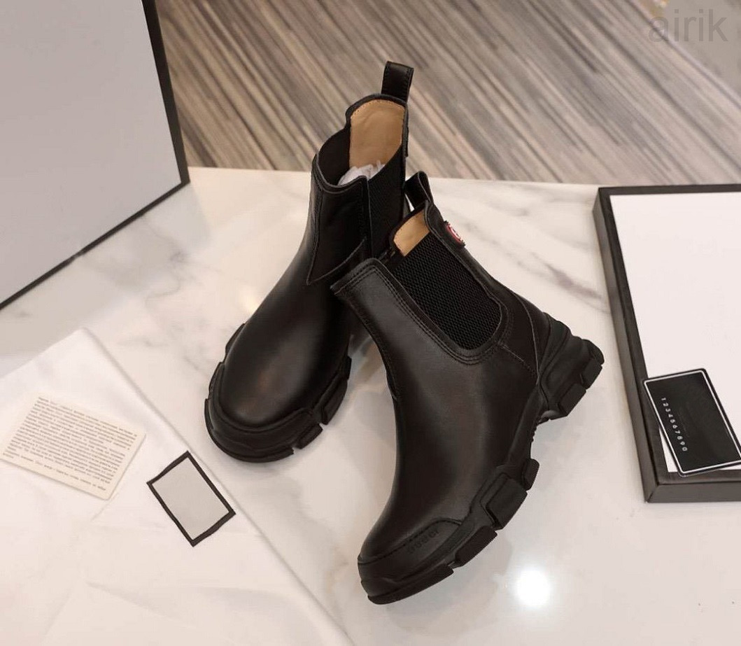 

Autumn /Winter 2023 camping boots women's fashion leather Martin boots elastic short bootss women's low heel winter original box size 35-42, Black