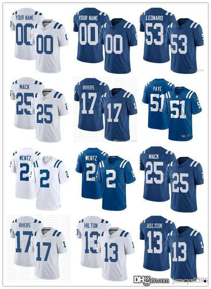 custom Indianapolis''Colts''men women youth 2 Matt Ryan 13 T.Y. Hilton 53 Darius Leonar 28 Jonathan Taylor 56 Quenton Nelson-image-778365844
