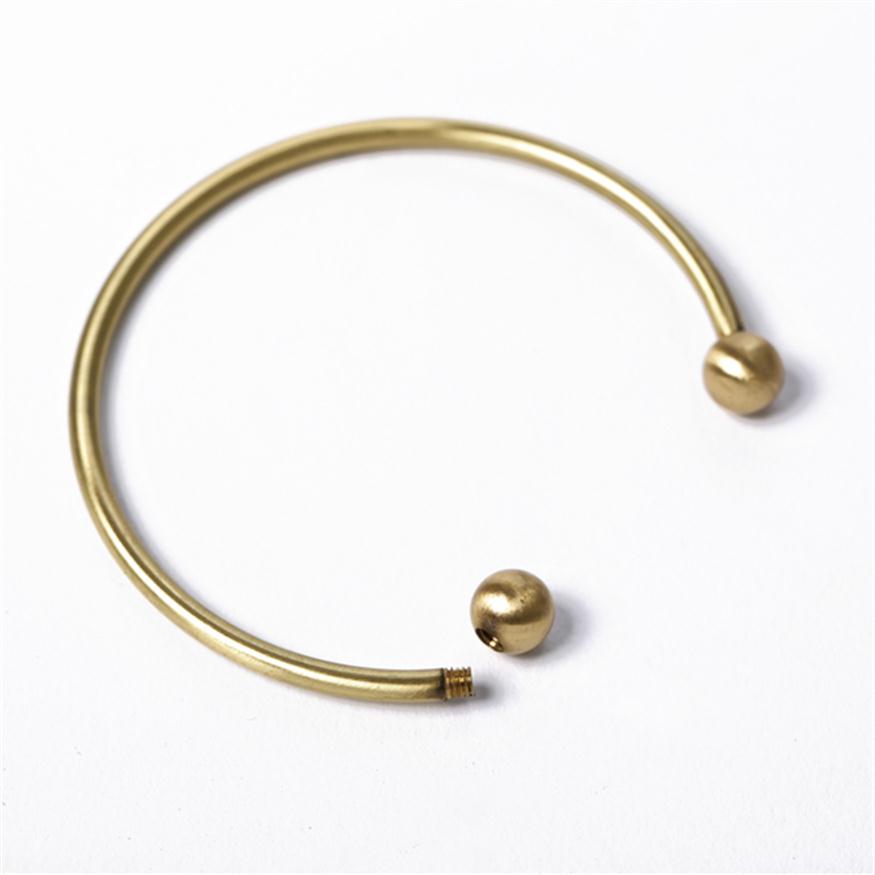 

Unisex Screw Ball-end Cuff Bracelet Smooth Round Torque Charms Bangle for Charms Beads Open Cuff Jewelry Q0719302k