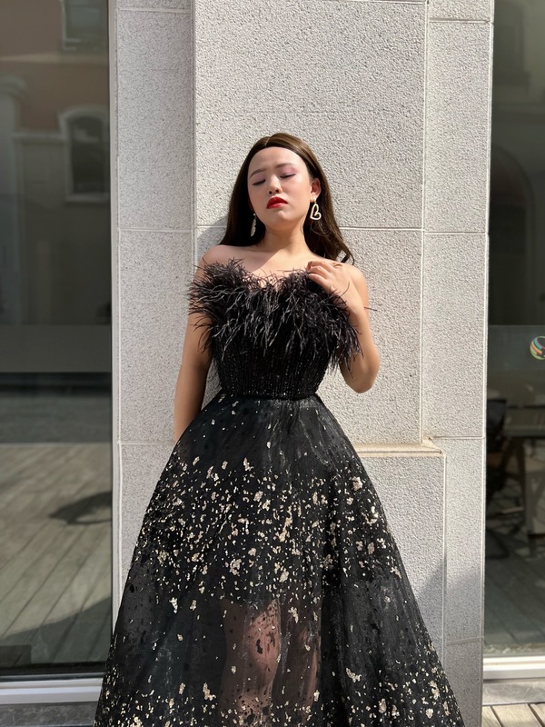 

Black Luxury Feathers Long Arabic Evening Gown for Women Wedding Party Dresses Black Beading Dubai Formal Prom Engagemant Dress 220429, Burgundy