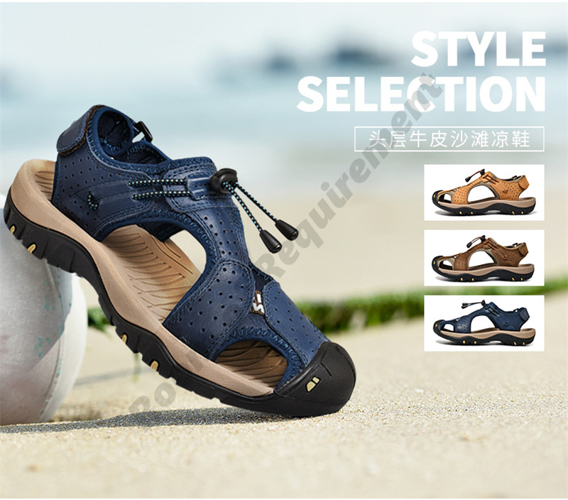 Grande taille sandales hommes 2022 été nouveau respirant orteil sandale loisirs de plein air chaussures de plage décontractées 004 bleu