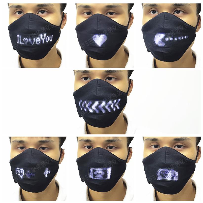 

New Bluetooth Programmable Led Light up Face Mask Luminous For Men Women Rave Mask Music Party Christmas Halloween Luminous Mask l2449