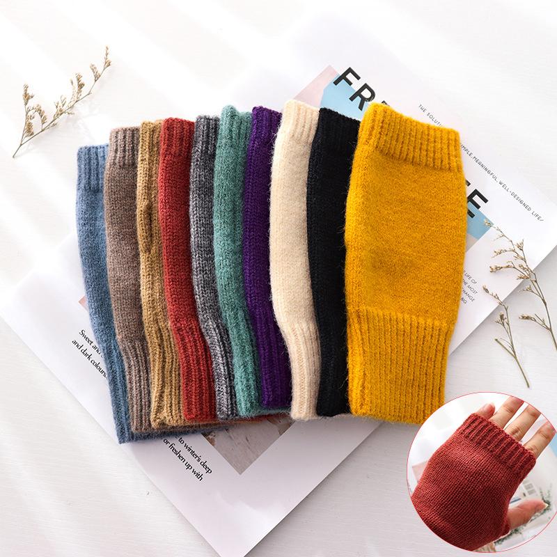 

Five Fingers Gloves 1Pair Winter Women Arm Crochet Knitting Mitten Warm Fingerless Glove Knitted Keep Free SizeFive