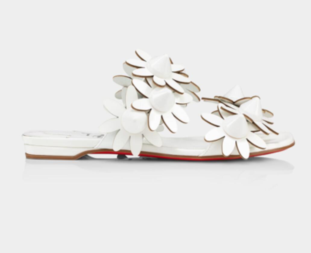 

Luxury Design Men Daisy Spike Two Band Red Solels Sandals White Flop Flip Flat Flats Outdoor Beach Slip Everyday wear