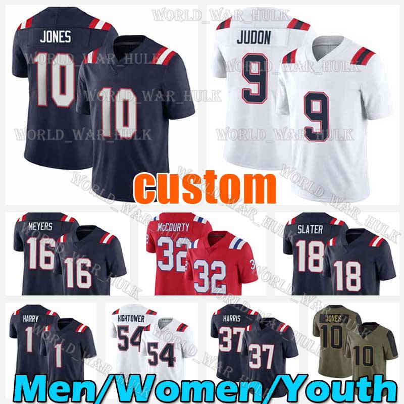 

10 Mac Jones 54 Dont'a Hightower Football Jersey NKeal Harry Devin McCourty Matthew Slater 32 Judon Jonnu Smith Kendrick Bourne James White Jakobi Meyers, Custom new men(a g)