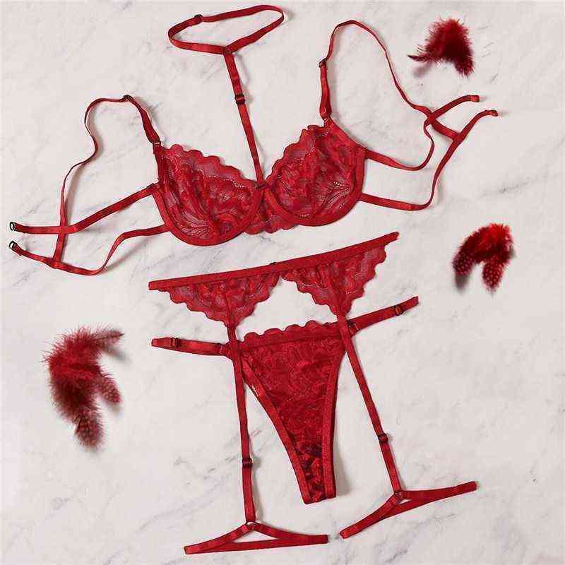 

Nxy Sexy Underwear Sexy Lace Lingerie Set Women's Underwear Transparent Bra Panty s Black 0609, Wine red