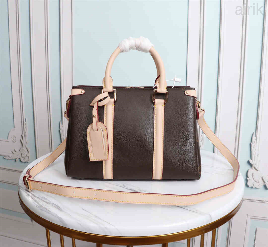

Tote Shoulder Bags Women Fashion Leather Handbag Large Capacity Celebrity Genuine Design Messenger 1013, Deep brown