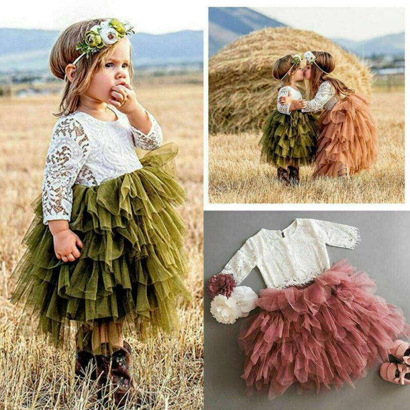 

Berets Princess Toddler Kid Baby Girl Clothes Top T-shirt Skirt Dress Lace Outfits Sets, White