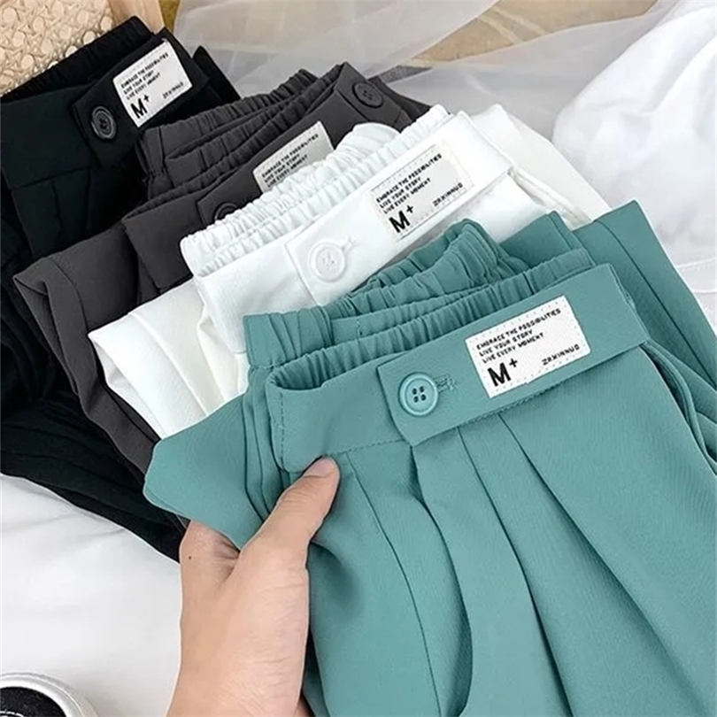 

JMPRS Casual Women AnkleLength Pants Autumn Stretch High Waist Harem Fashion Solid Letter Loose Female Thin Pant 220812, White