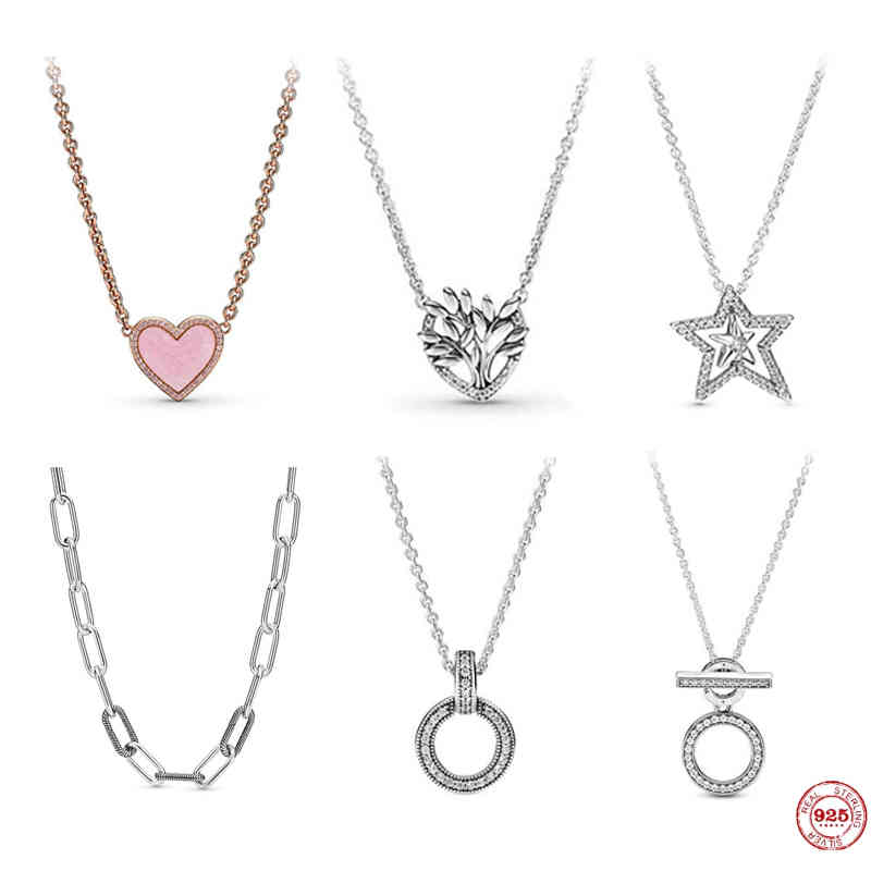

Me Series Chain Necklace 100% 925 Sterling Silver Suitable Fit Pandora Pendant Diy Ladies Exquisite Gifts
