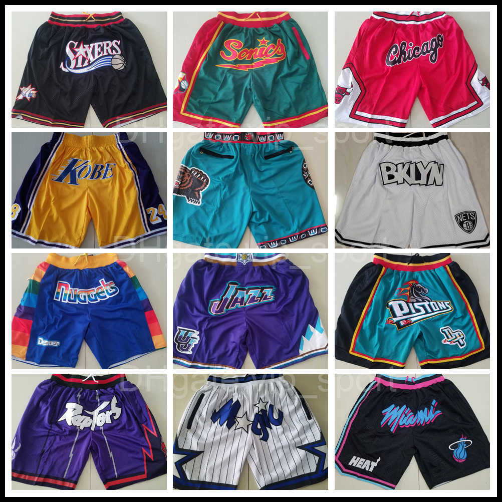 

Basketball Sport Shorts Team Just Short Don Wear Pants With Pocket Zipper Sweatpants Hip Pop Blue White Black Red Purple Man Stitch Size, Photo j