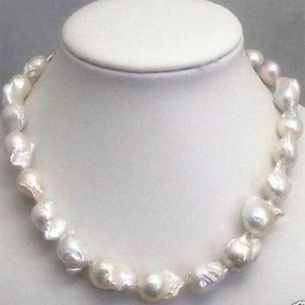 

Rare Huge 15MM white south sea baroque pearl necklace 18in