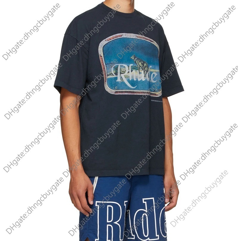 

Shirt Designer t Ins American Fashion Brand Rhude Lone World High Street Short Sleeve T-shirt Men' Round Neck Cotton Casual Large Tee t Shirt, White