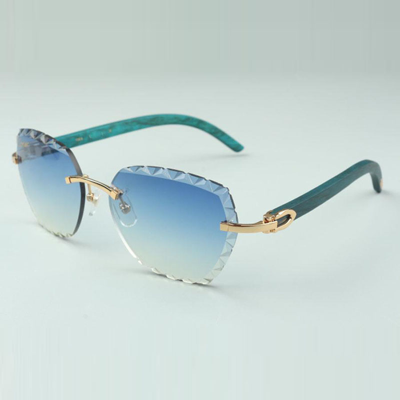 

direct sales designers engraving lens sunglasses 3524019 blue natural wooden sticks glasses size: 58-18-135mm