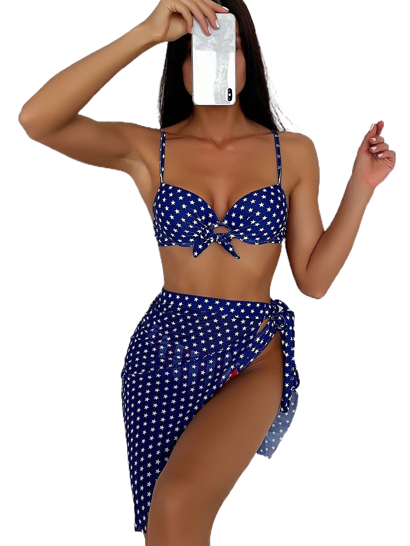 3pack American Flag Print Push Up Bikini Swimsuit Y5a0#-image-763545880