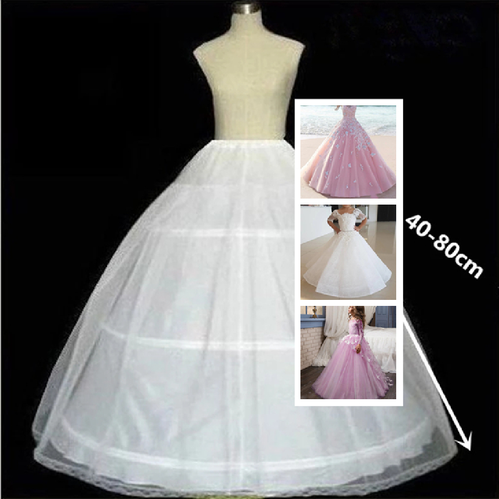 

White Toddler Petticoat for Girls Kids Crinoline Underskirt Flower Girl Tulle Dance Dress Puffy Skirt Jupon 3 Hoop 3 Size