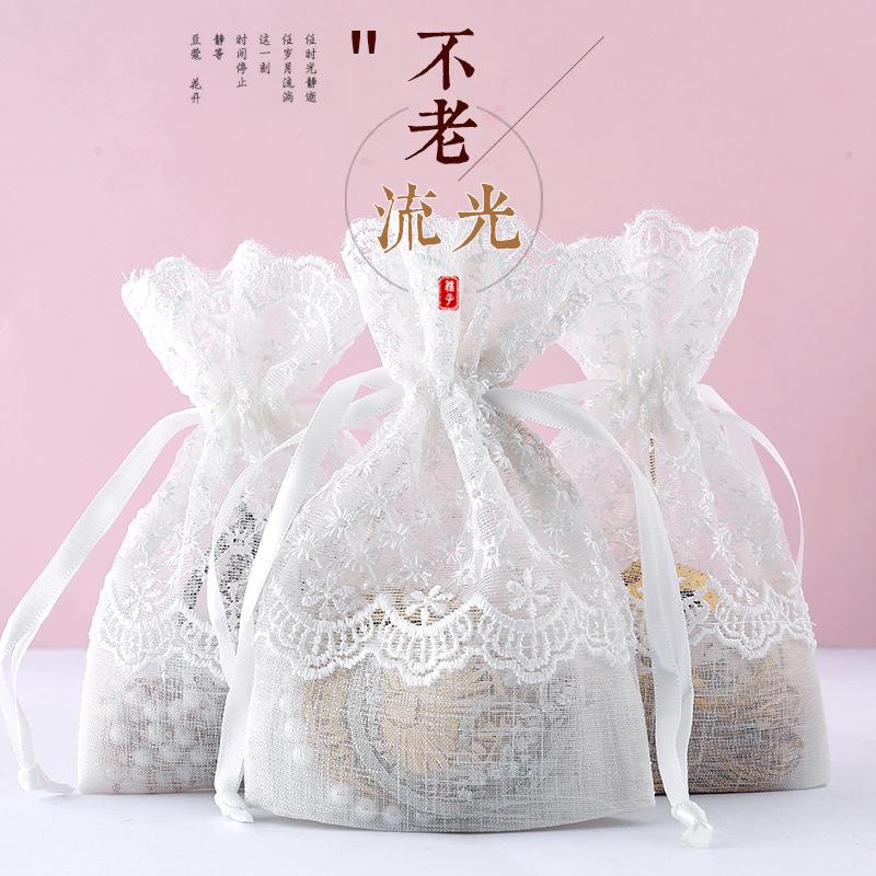 

Gift Wrap 10 Pieces Exquisite Bamboo Fabric Lace Embroidered Bag Factory Supply Cosmetic Jewelry Drawstring Pocket