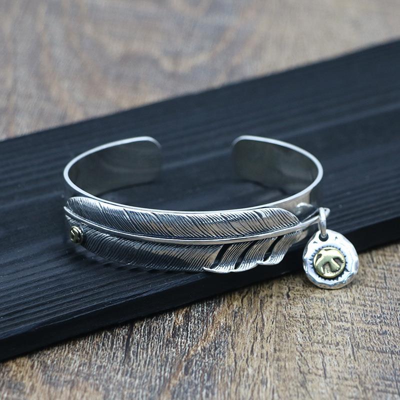

Bangle Handmade Men's Feather Bracelet Trendy Fashion Personality Open Takahashi Style Jewelry AccessoriesBangle