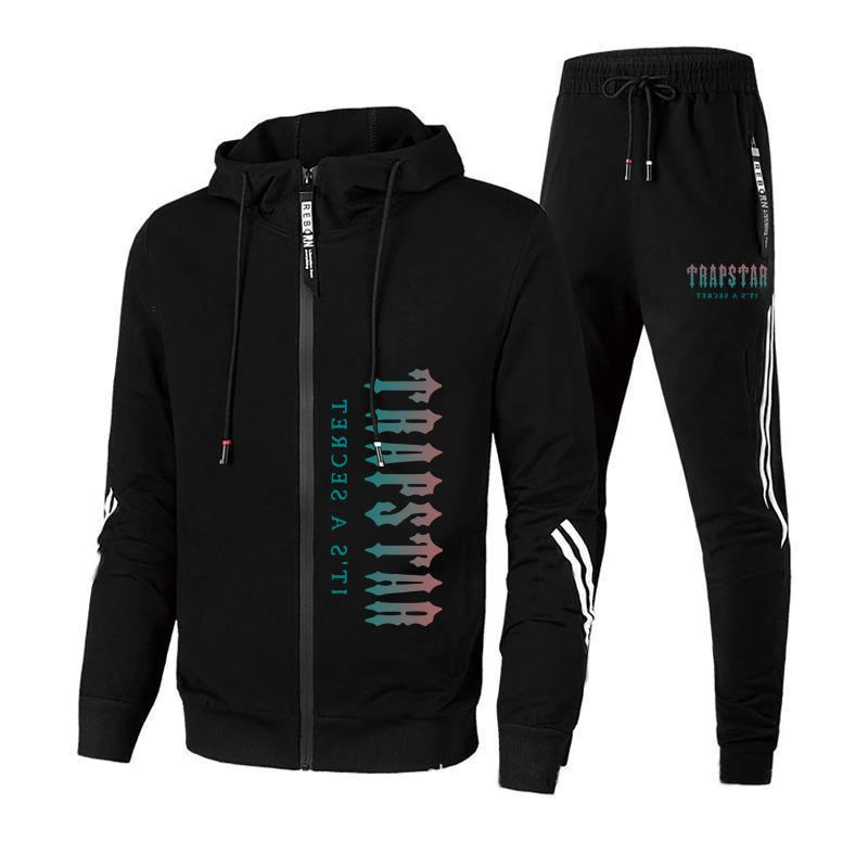 

Men's Tracksuits Autumn Men's Tracksuit Zipper Hoodies And Black Sweatpants High Quality Male Daily Casual Sports Jackets OutfitsMen's