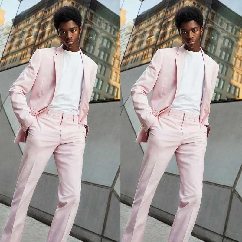 Costumes pour hommes Blazers rose hommes costume deux pièces Blazer pantalon messieurs modernes simple boutonnage mariage affaires casual bal sur