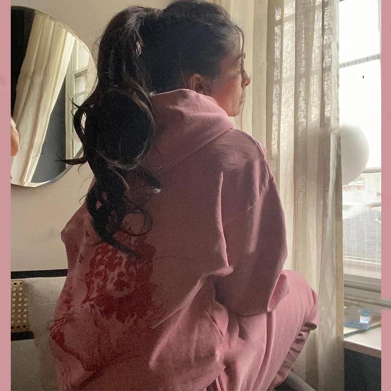 

Women's Hoodies & Sweatshirts Street Park Retro Harajuku Warm Clothes Punk Print Hoodie Sweater Top Bar Y2K Loose Oversized Solid Color Vint, Black