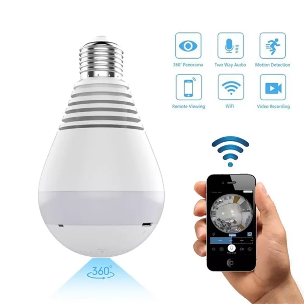 

HD WiFi IP Camera 360° Panoramic Fisheye Bulb Light Home Security 1080P Cameras Bulbs Lamp Night Vision Baby Monitor