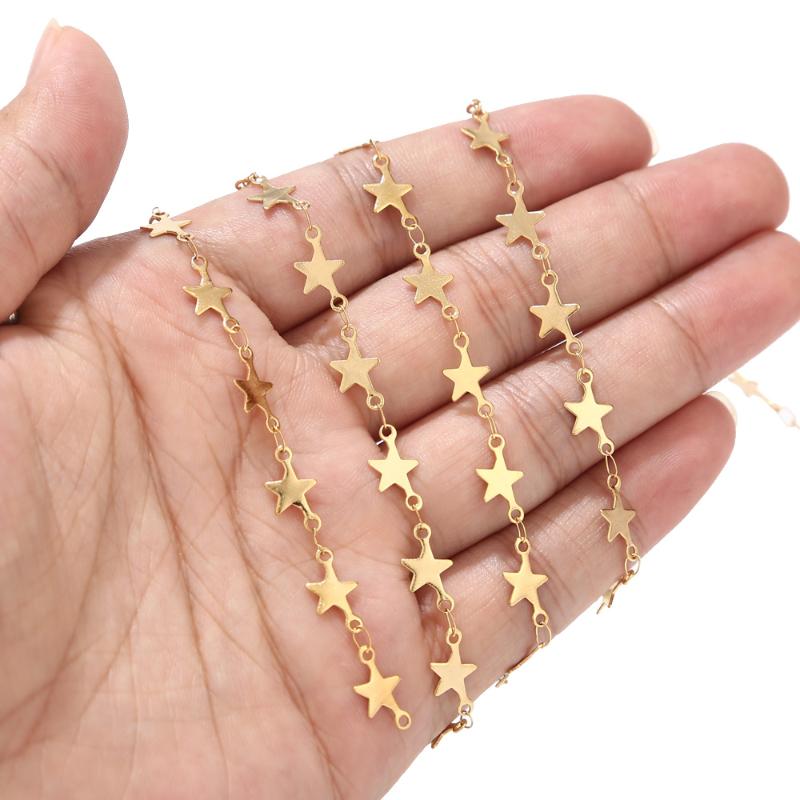 

Chains 1Meter Stainless Steel Width 7mm Handmade Steel/Gold Star Link Chain Findings For Women Necklace Bracelet Making