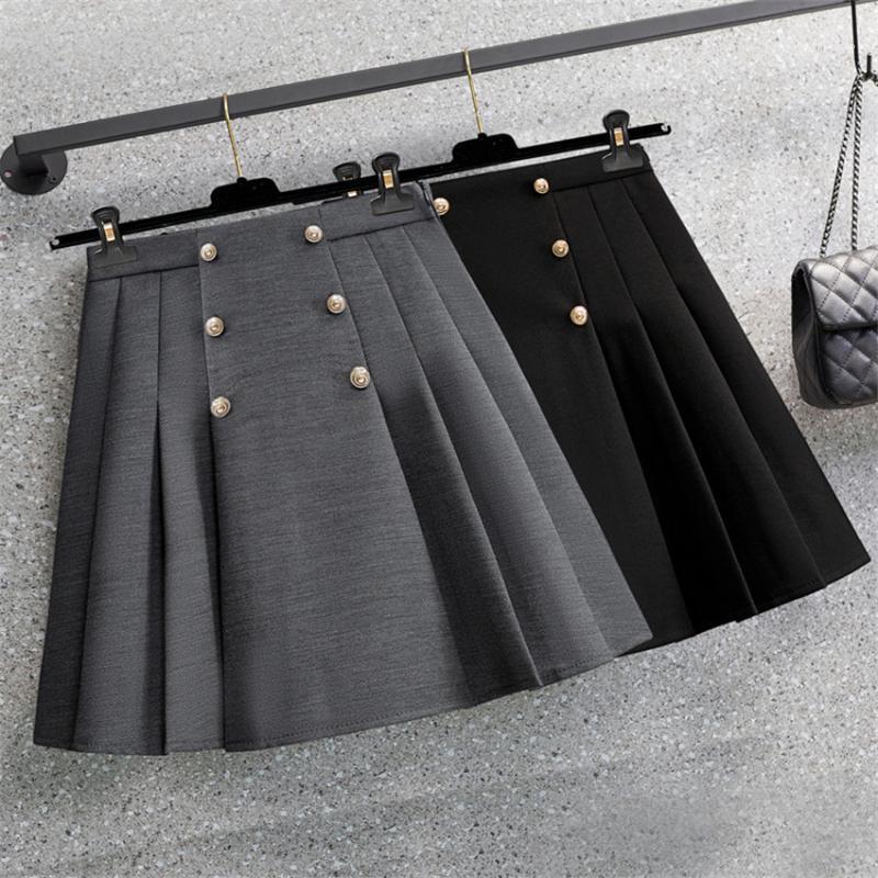 

Gowyimmes Spring Fashion Women High Waist Pleated Skirt Big Size Summer Girl JK Kawaii Skirts Harajuku Mini Outwear PD901, Black