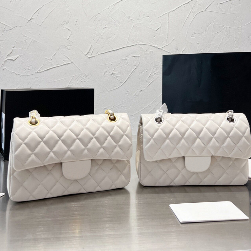 

Luxury Ladies Designer Bag Fashion 2022 Gold Silver Chain Bag Plaid Brand Top Quality Caviar Genuine Leather Shoulder Handbag 23cm, Blue