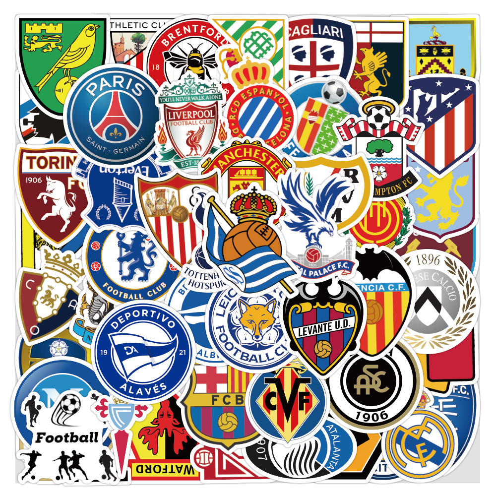 

50pcs soccer Football club emblem waterproof Stickers Graffiti wall laptop