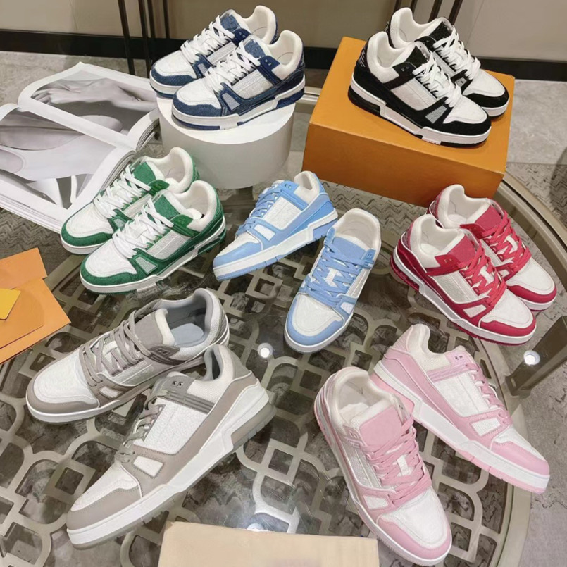 

Men Designer Trainer Sneaker Calfskin Leather Vintage Basketball Sneakers Platform Trainers Rubber Outsole Shoes With Box NO401, White