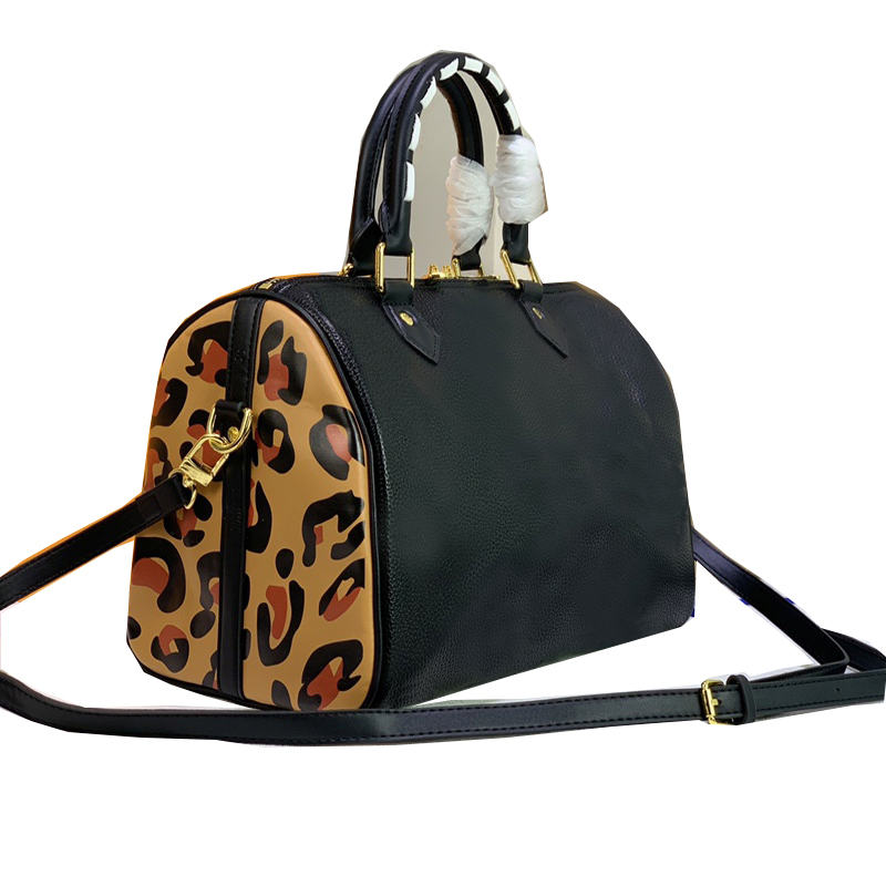 

Shoulder Pillow Bag 25 Handbag Purse Travel Tote Crossbody Bags Genuine Leather Embossed Letter Side Leopard Printed Patchwork 05