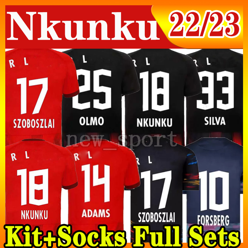 

22 23 NKUNKU SILVA soccer jerseys RBL POULSEN FORSBERG 2021 2022 2023 Bundesliga SABITZER ADAMS OLMO Men kids kits camisetas de Football shirt pants Training top, 22 23 away kit+socks
