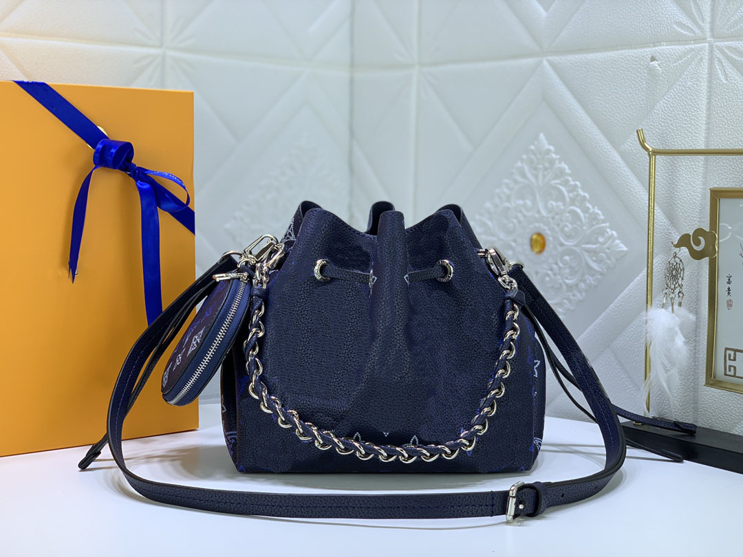 

HH Women Bucket Bag Fortune Bella Bags Hollow Out Shoulder Handbags Mahina tote Luxury Designer handbag Flight Mode print Dark blue Color M55906 55800 M59552, Pink